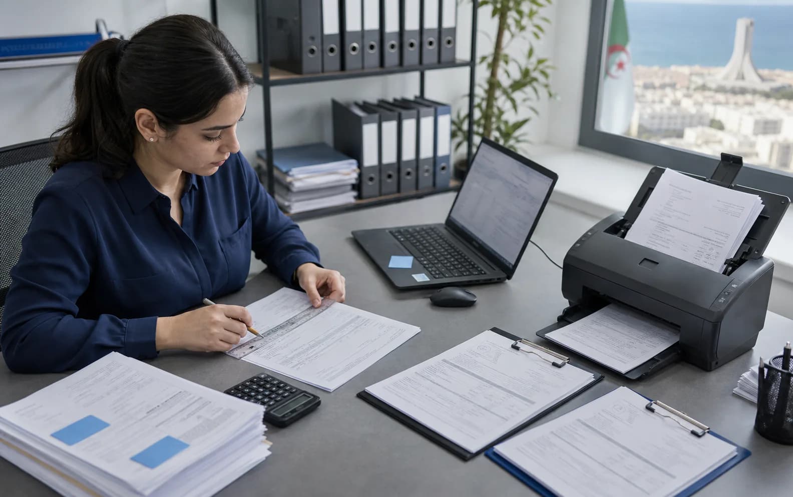 Équipe examinant un workflow de traitement documentaire assisté par intelligence artificielle